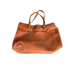 Large ECOSUSI Brown Faux Leather Tote Bag With Zip Pocket & Gold Accents